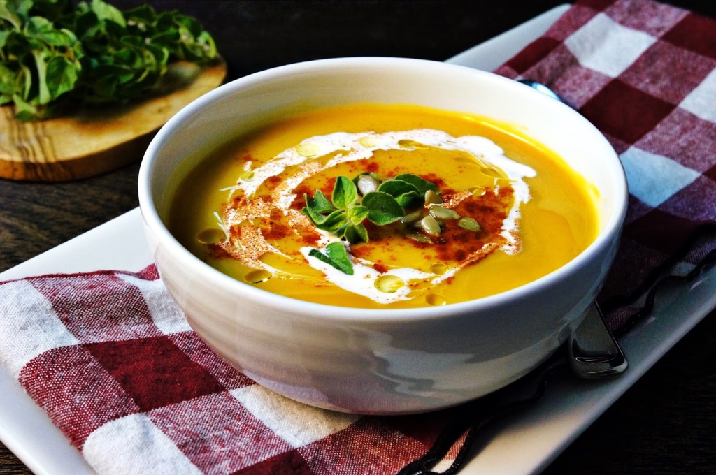 Smoky Sweet Potato Bisque with Roasted Pepitas