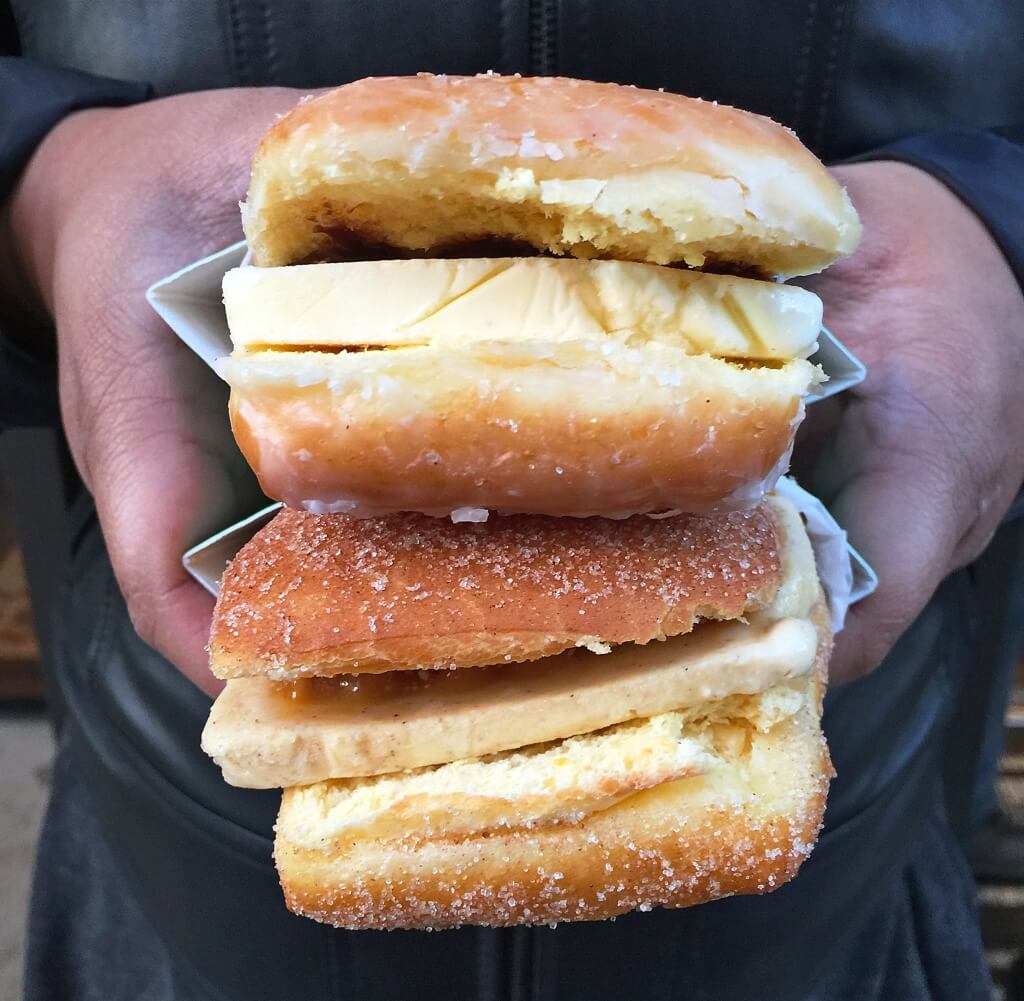 Donut Ice Cream Sandwiches at Firecakes // Photo: @sherriesavorsthecity