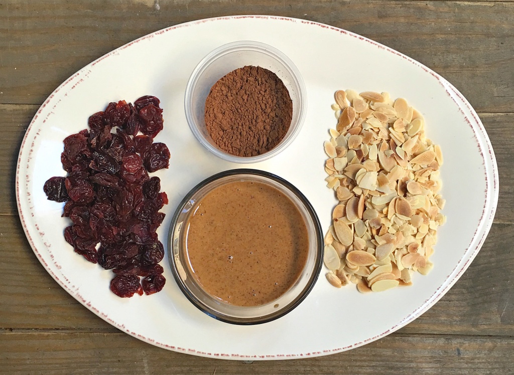 Dried Cherries, Dark Cocoa Powder, Almond Butter, and Toasted Almonds // Photo: @sherriesavorsthecity