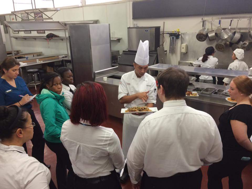 Chef Ched Pagtakhan teaching his students at Triton College 