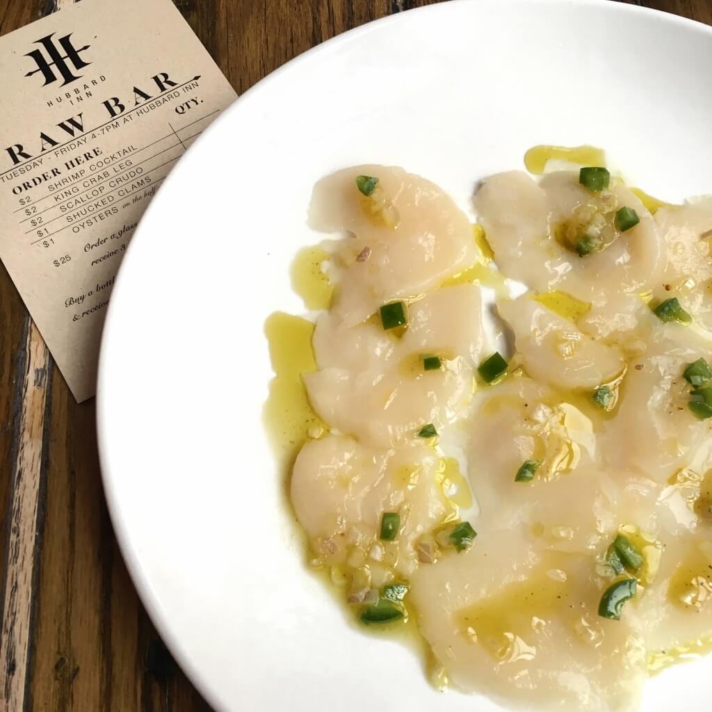 Scallop Crudo at Hubbard Inn // Photo: @topchicagoeats