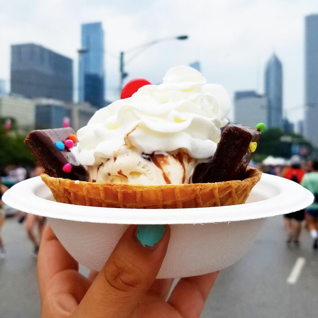 Brownie Ice Cream Sundae from Windsor Ice Cream Shoppe at Lollapalooza // Photo: @topchicagoeats