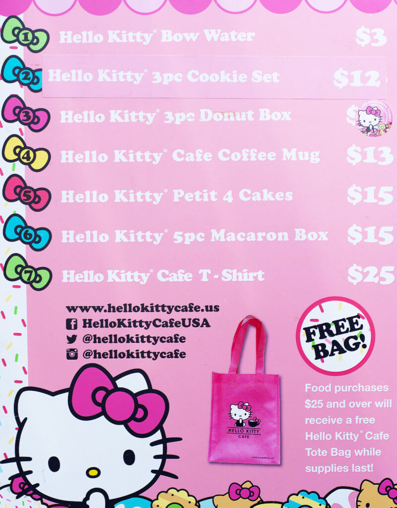 Menu of Hello Kitty Cafe in Irvine, CA 92618
