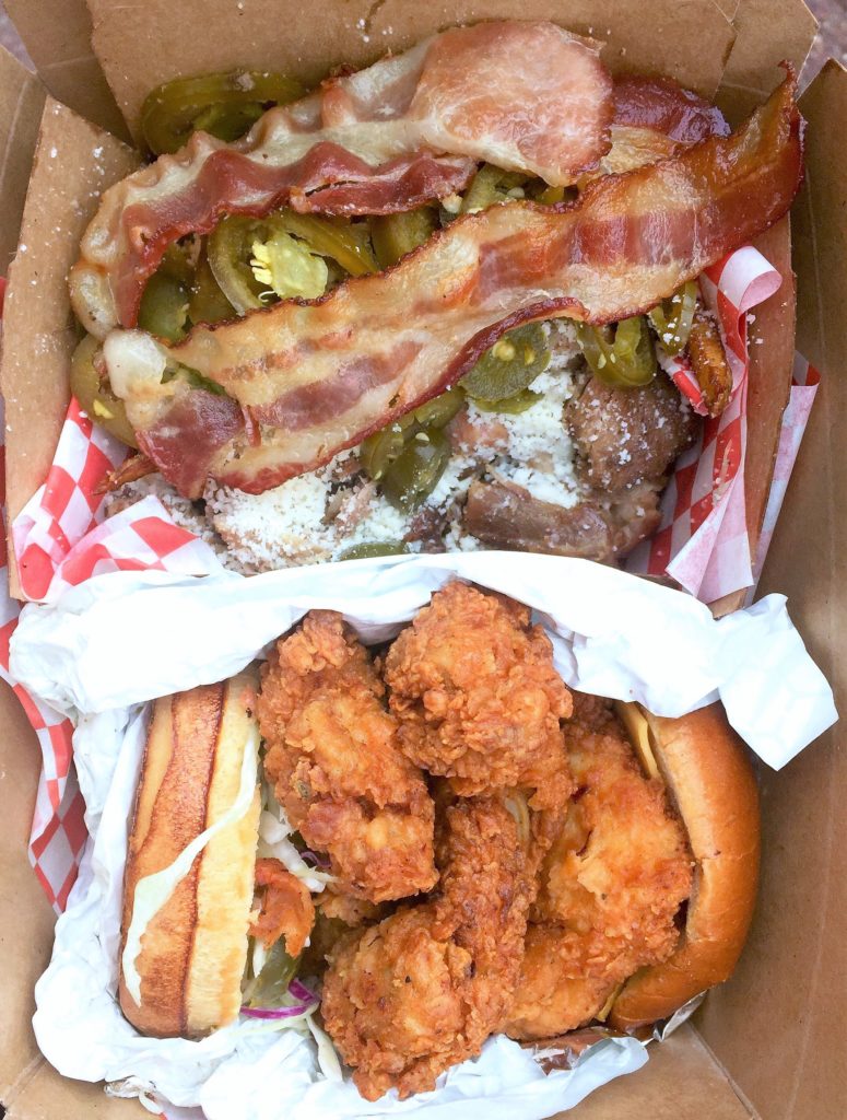 Porky Fries and Spicy Fried Chicken Sandwich from Lucy's // Photo: @senxeats