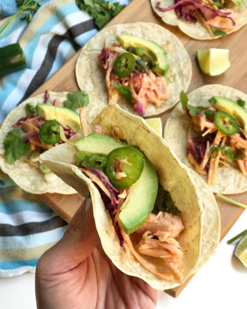 Fab Recipe: Easy Salmon Fish Tacos with Spicy Slaw // The Saucy Fish Co // Photo: @fabsoopark