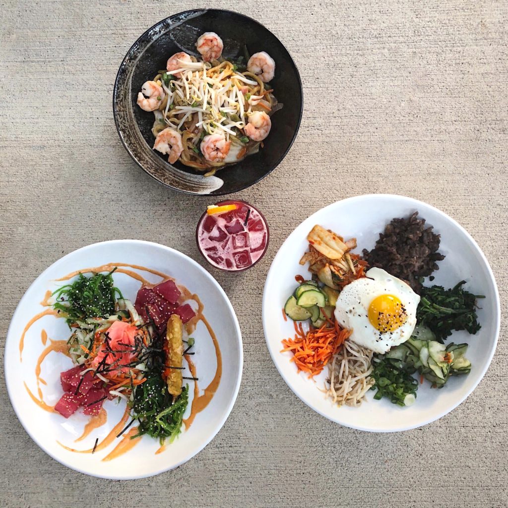 Fab Happenings: Downtown Evanston Dining Tour 2018 // Panang Curry Noodles, Poké, and Beef Bulgogi Big Bop Rice Bowl at LuLu's // Photo: @fabfoodchicago